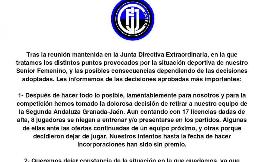 Comunicado oficial Inter Femenino