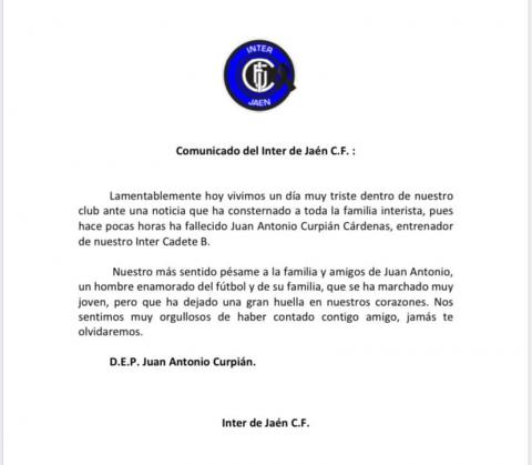 Fallecimiento de Juan Antonio Curpián